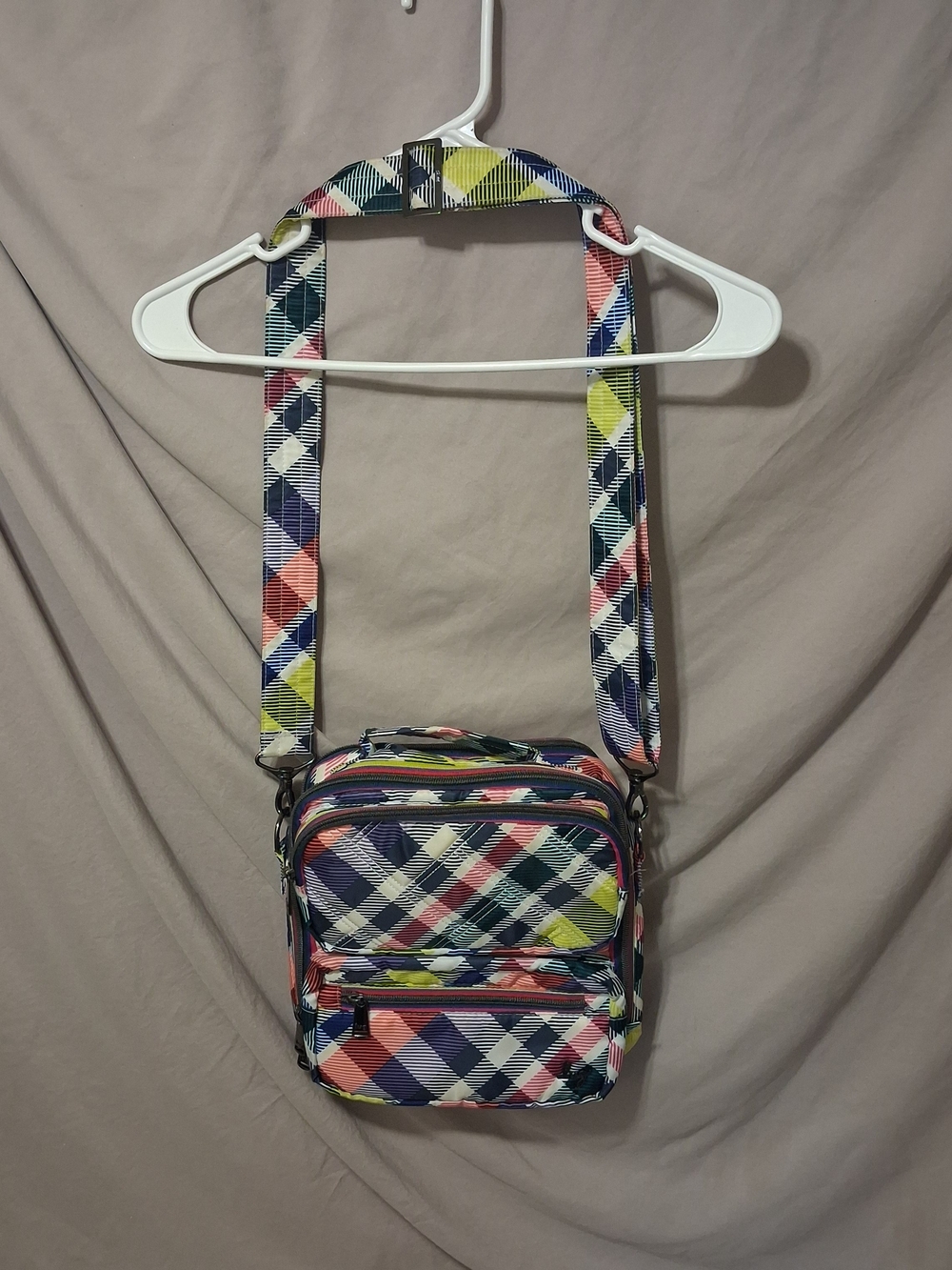 Lug Wrangler Crossbody Bag Playful Plaid RFID Cargo Purse